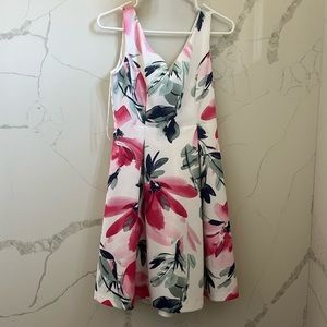 DKNY sweetheart floral pleated skater dress